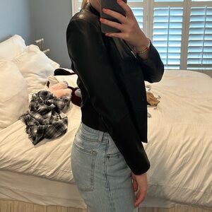 Boston proper cropped leather jacket